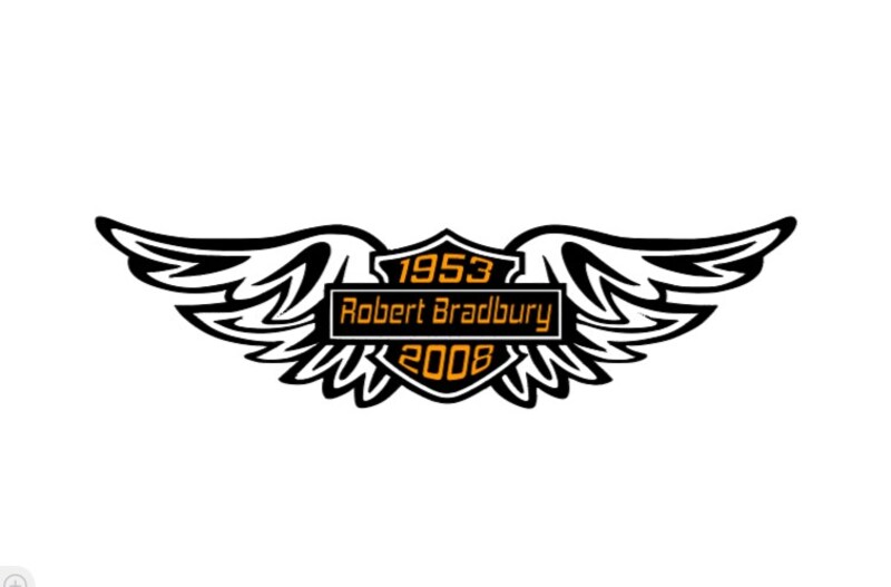 Harley davison style memorial decal, Any Color, 11" Wide. Family memorial decal, window decal..